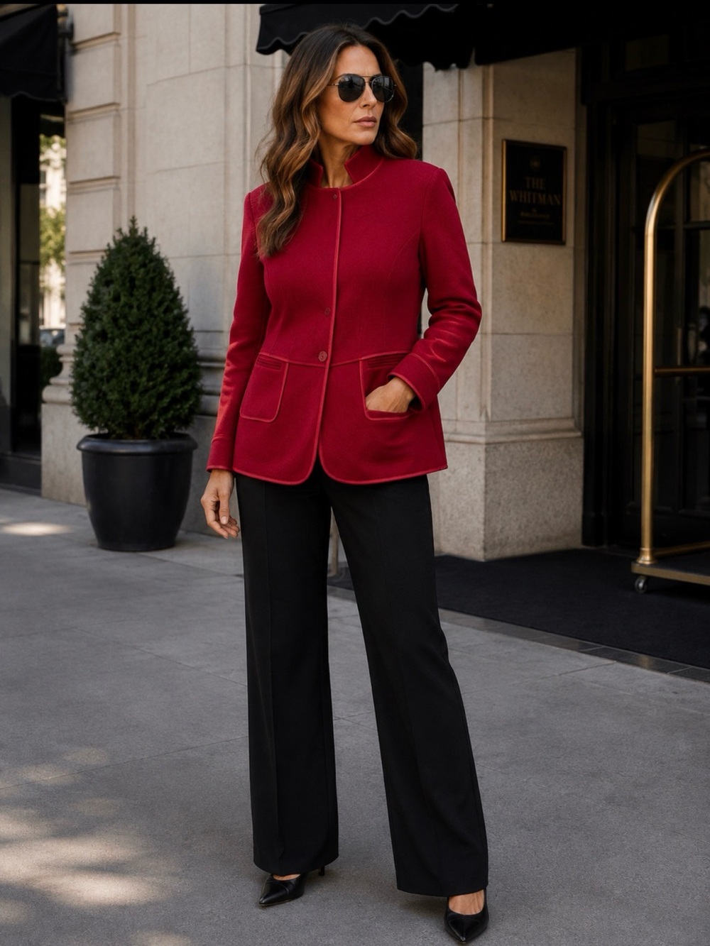 Talbots Wool Blend Burgundy Collarless Jacket